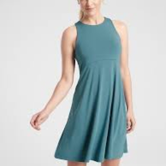Athleta Santorini Thera Dress Womens M Teal Stretchy Soft Pullover - Picture 1 of 10